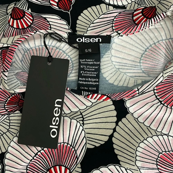 Olsen Amy Tunic Top Shell Novelty Print Round Neck Size 6  Multicolour New - Picture 6 of 12